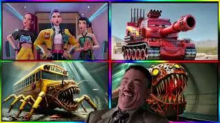 🚀🚍Kpop Demon 🆚Thomas Train EATER 🆚McQueen Tank 🆚School bus Monster 🆚Tiles Hop