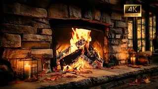 4 Hours🔥 Cozy Fireplace 4K . Fireplace with Crackling Fire. Crackling Fireplace . Winter Fireplace