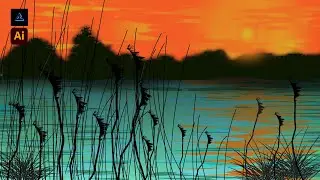 PROFESSIONAL Artist Shares Easy Animated Sunset Lake Landscape Vector Tutorial