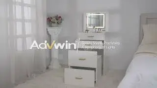 Advwin Dressing Table Stool Set with Flip-Up Mirror