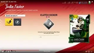 Madden NFL 20, MUT 940 Justin Tucker, 91 OVR Football Outsider!!