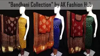 Bandhani dress set-269 | Art gaji silk dress material ajrakh with bandhej