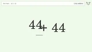 Long addition: Solve 44+44 step-by-step solution