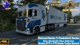 ETS2 Cruising Nordic Horizons | Östersund Sweden To Örnsköldsvik Sweden | Scania S770 & FTE Reefer