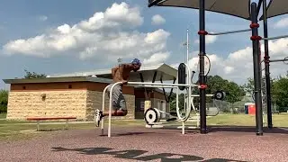A set of dips on the dip bar
