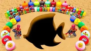 Как приготовить рыбу из больших шариков Orbeez и газировки Balloons против гигантской Coca-Cola, ...