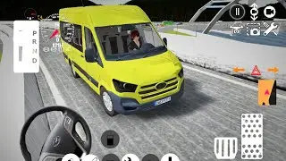 3D Driving Game  - Yellow Minibus Driving In Airport
