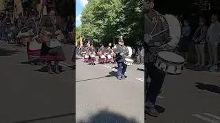 schutterij Sint sebastianus Heerlen tijdens de optocht op het bondsfeest in Sittard.