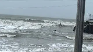 Surfers @ Bournemouth pier ,crazy weather !!