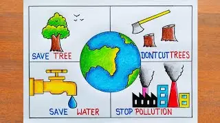Environment Day Drawing / World Environment Day Poster Drawing Easy Steps / Save Environment Drawing