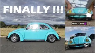 1972 VW  beetle , adjustable beam install , car gets lowered more !!!