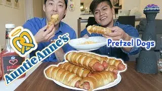 Auntie Anne's PRETZEL DOG with CHEESE !!! MUKBANG ft. Mikey | Dongdigity