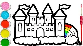 How To Draw Castle Drawing painting coloring For kids and Toddlers