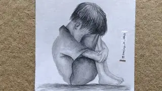 Depressed Boy Drawing/ (Very Easy) Pencil sketch of Sad boy