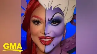 Makeup artist transforms into Little Mermaid and Ursula l GMA