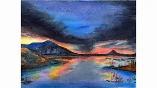 Watercolor Painting TIME LAPSE - Last ray from yesterday