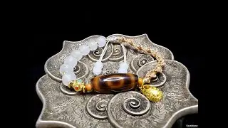Batu Akik Dzi King Silk Diamond 2 Mata Medicine Hole Blessed Tua Tibet Charm Stone 27mm E2078