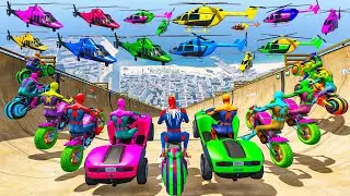 Rainbow Spiderman vs Longest Ramp in GTA 5 - Jumping from Highest Mega Ramp in GTA 5 #22