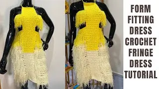 Beginner friendly form fitting crochet fringe dress tutorials / Alpine crochet dress tutorial