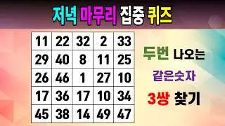 저녁 마무리 집중 퀴즈 [같은숫자찾기/5x5/치매예방퀴즈/숫자퀴즈/숫자찾기/숫자문제]