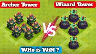 Max Wizard Tower x5 Vs Max Archer Tower x7 || Tower Vs All Troops || Clash of Clans