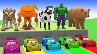 Best of Long Slide Game With Cow Elephant Gorilla Hippopotamus Tiger 3d Animal Game Funny 3d Animals