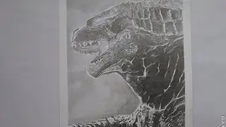 Drawing Godzilla realistic sketch