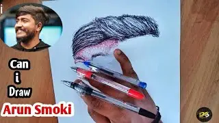 Can I Draw Arun Smokie | pen drawing of Arun Smokie | Three fingers Drawing @arun_smoki