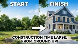 Building a Waterfront Log Cabin: Full Construction Process 🪵🌊 #LogCabin #Shorts