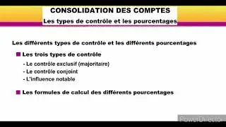 La consolidation 2/2 - Types de contrôle et pourcentages (Comptabilité approfondie)