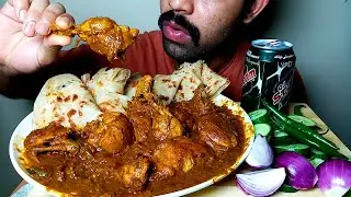 SPICY CHICKEN CURRY WITH POROTA EATING|#HungryPiran