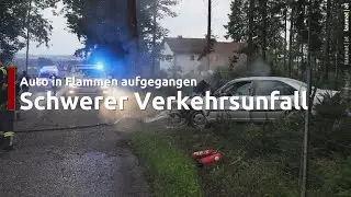 Wels-Puchberg: Auto in nach Crash gegen Baum in Flammen aufgegangen
