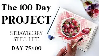 How to paint watercolour strawberries. Painting idea 78/100
