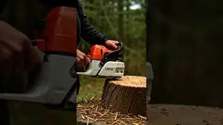 Chainsaw Cutting Tree Stump ASMR 🌲 | Satisfying Wood Chips Flying #asmr #shorts