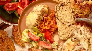 Crispy Chicken Parmesan with Black Pepper Gouda Sourdough + Fresh Garden Salad (Full Meal Recipe)