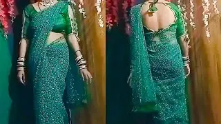 Stunning Green Party Wear Saree Look 2025 | New Green Saree Styling & Draping Ideas ✨