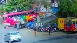 Shocking !! The man just survived after bus run over him!! INDIA KERALA