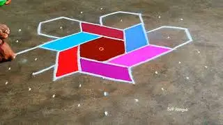 Thai madham special Rangoli 🌺 9*5 dots Easy padi kolam designs 🌺 simple colour kolam