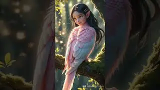 #MagicalWalk &ndash; The Pink & White Bird Girl with Black Hair | Fantasy Hybrid Beauty Animation