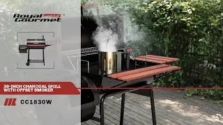 Royal Gourmet&reg; CC1830W 30-Inch Barrel Charcoal Grill with Offset Smoker