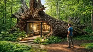 Building a Luxury House Inside a Hollow Tree | Forest ASMR