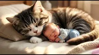 🌙 Sleeping Baby with Cat | Deep Sleep & Calm Night | Baby Sleep Music
