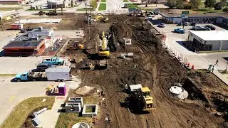 Drone13 looks at progress on Grand Ave construction in West Des Moines