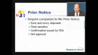 U.S. FDA EXPORT REGULATIONS - Part 3: Food Labeling, Prior Notice, U.S. Agent Requirements