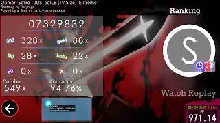 osu! | a_Blue | Oomori Seiko - JUSTadICE (TV Size) [Extreme] +HD,DT,HR 94.76% FC 971pp #1