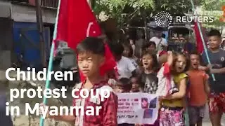 Children join anti-coup protests in Myanmar