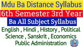 Mdu Ba Distance 6th Semester Syllabus |  Mdu distance ba 6th semester syllabus | Mdu Ba DDE Syllabus