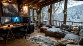 Deep Work Playlist | Snowy Cabin Study Ambience | Winter Desk Setup for Ultimate Focus ❄️