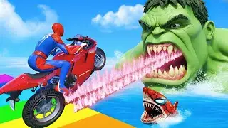 سبايدرمان Amazing Spiderman VS Venom VS Spider-Verse Extreme Water Slides Game GTA 5 Superheroes