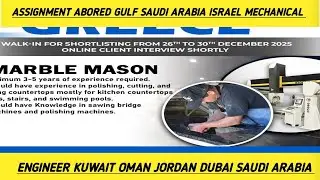 Assignment abored GULF Saudi Arabia Israel Mechanical Engineer Kuwait Oman jordan Dubai SaudiArabia